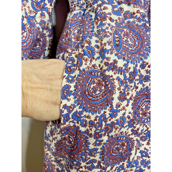 J. Crew Dress Women L Purple Floral Palermo Linen Fit & Flare Smocked Waist Mini - Picture 3 of 7